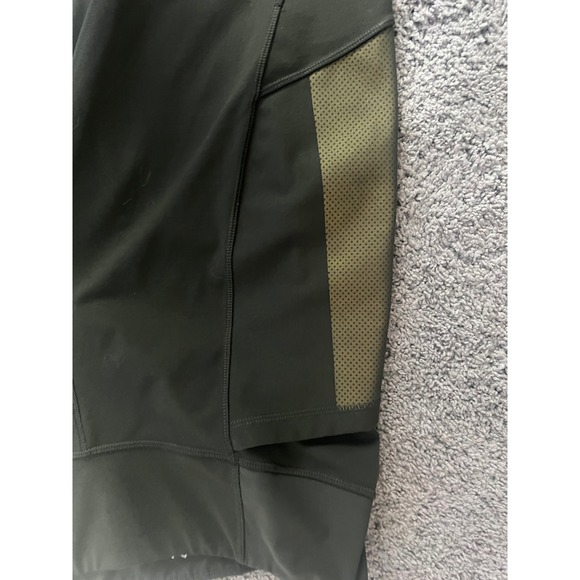 REI Co-op Olive Green Athletic Leggings Gold Accent Panels Size L - Picture 6 of 6